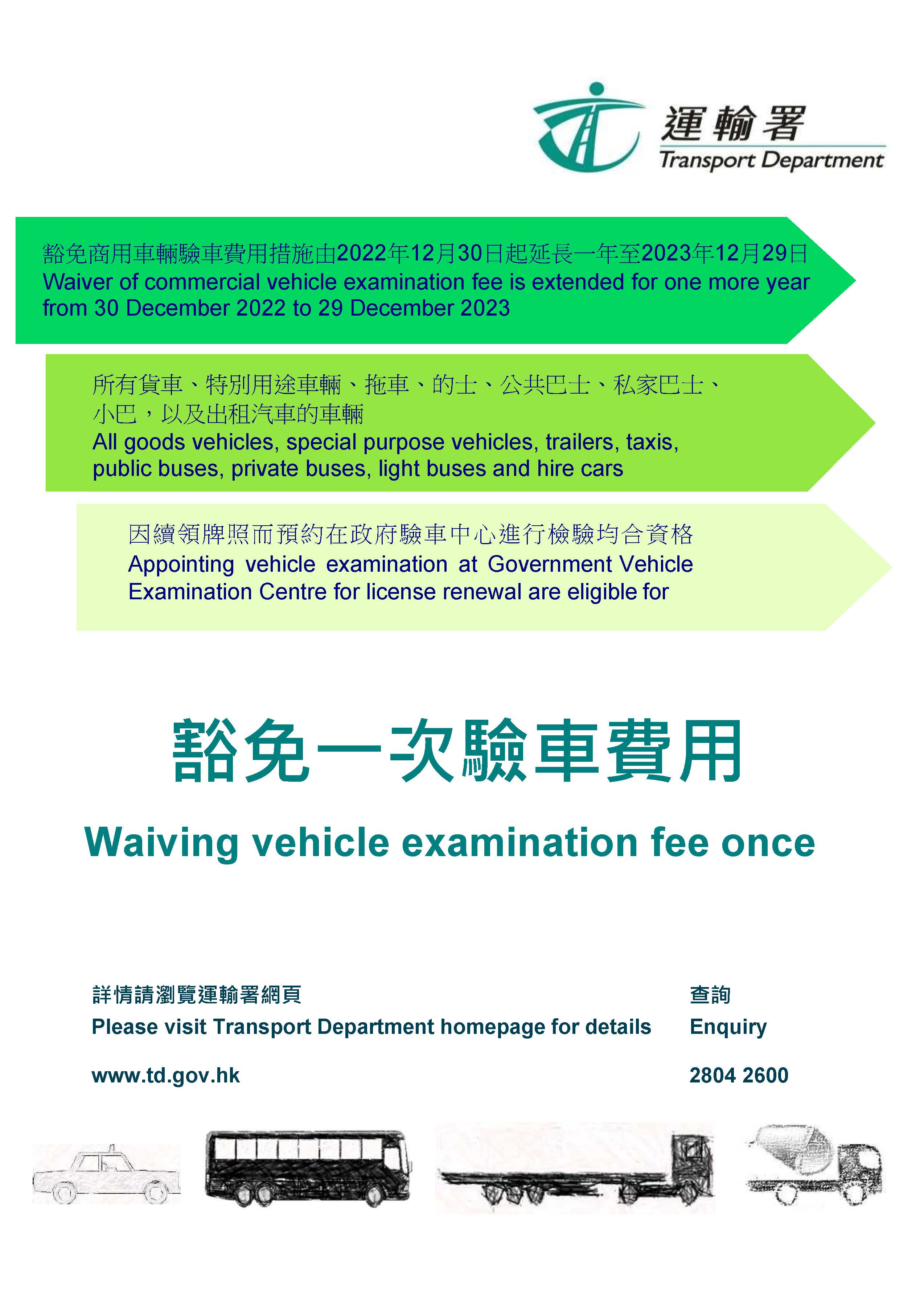 豁免車輛檢驗費用